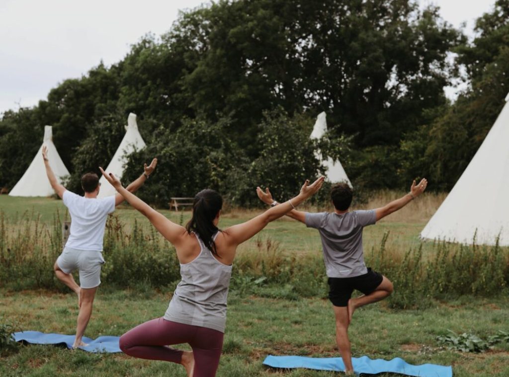 yoga by the tipis